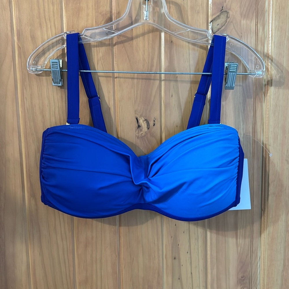 NWT Swimsuits For All 14 Twist Front Bandeau Blue/Purple Women's Swim Bikini top